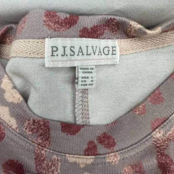P.J. Salvage Lilac Leopard Print Crew Sweatshirt/Top L NWTS - Picture 5 of 5